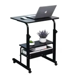 Height Adjustable Movable Laptop Desk with Storage Shelf Height Adjustable Movable Laptop Desk with Storage Shelf