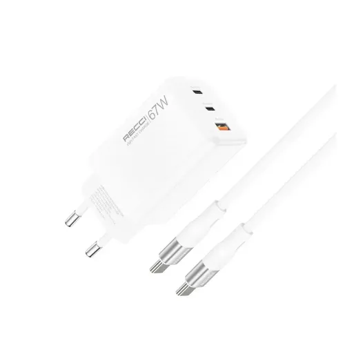 Recci RC85ECC 67W Fast Charger Adapter With Type C Cable Recci RC85ECC 67W Fast Charger Adapter With Type C Cable