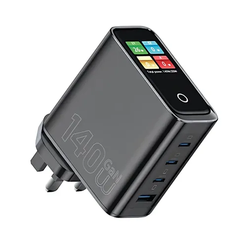 WiWU VOYAGER Wi-G028 140W PD GaN 4-in-1 Charger Adapter With Display