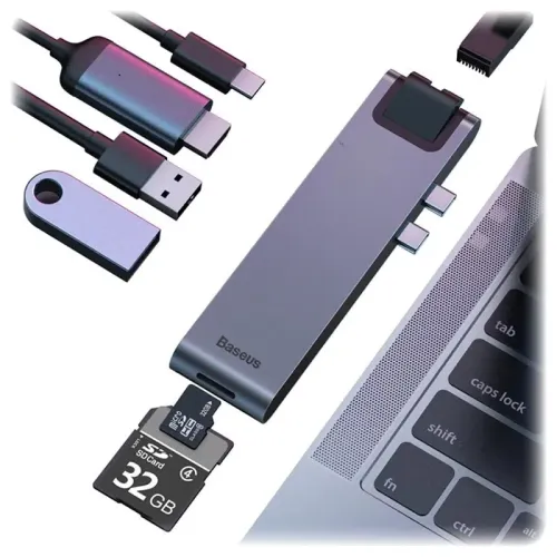 Baseus Thunderbolt C+ Pro 7-in-1 Smart Hub Docking Station Gray Baseus Thunderbolt C+ Pro 7-in-1 Smart Hub Docking Station Gray