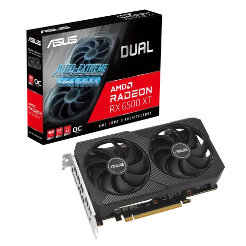 ASUS Dual Radeon RX 6500 XT V2 OC Edition 4GB GDDR6 Graphics Card