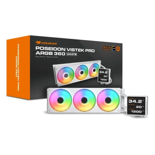 Cougar Poseidon Vistek Pro ARGB 360mm AIO Liquid CPU Cooler White