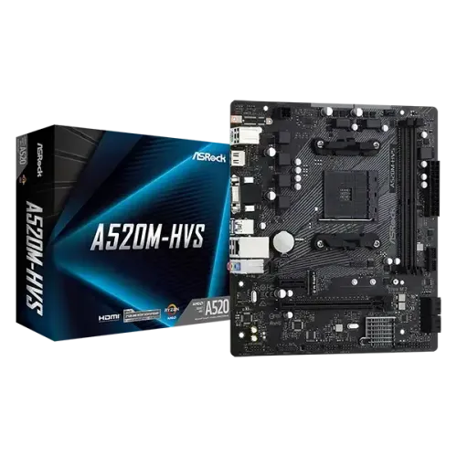 ASRock A520M-HVS AMD AM4 Micro ATX Motherboard ASRock A520M-HVS AMD AM4 Micro ATX Motherboard