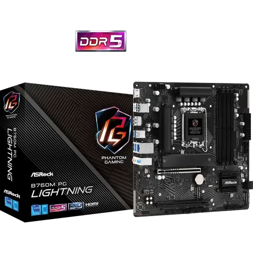 ASRock B760M PG Lightning DDR5 14th, 13th and 12th Gen Micro ATX Motherboard ASRock B760M PG Lightning DDR5 14th, 13th and 12th Gen Micro ATX Motherboard