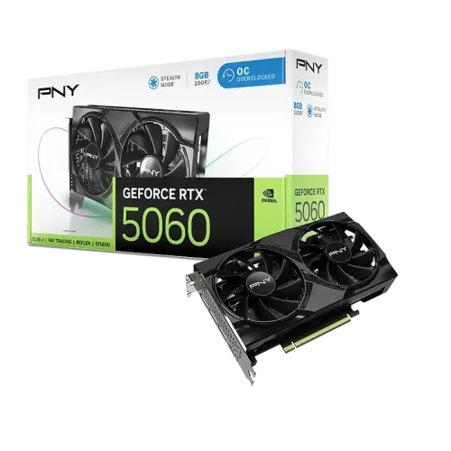 PNY GeForce RTX 5060 8GB OC Dual Fan GDDR7 Graphics Card PNY GeForce RTX 5060 8GB OC Dual Fan GDDR7 Graphics Card