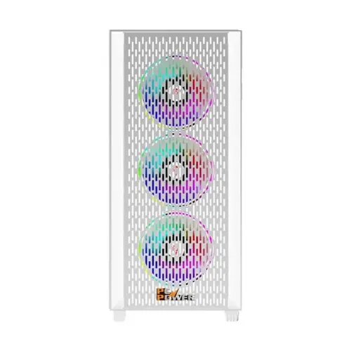 PC Power Flow White Light Mesh Mid Tower Gaming Casing