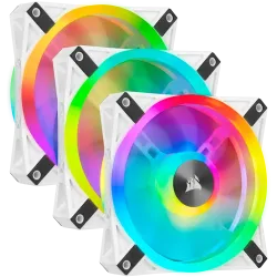Corsair iCUE QL120 RGB 120mm PWM White Case Fan Triple Fan Kit with Lighting Node CORE Corsair iCUE QL120 RGB 120mm PWM White Case Fan Triple Fan Kit with Lighting Node CORE