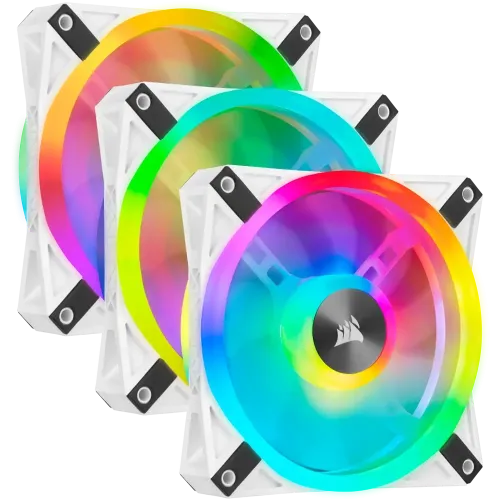Corsair iCUE QL120 RGB 120mm PWM White Case Fan Triple Fan Kit with Lighting Node CORE Corsair iCUE QL120 RGB 120mm PWM White Case Fan Triple Fan Kit with Lighting Node CORE