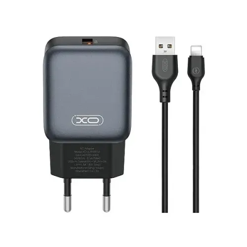 XO L152 EU 18W Fast Charger Adapter with Lightning Cable