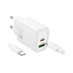 Hoco N61 Gentle 20W Dual Port Charger Adapter with Type-C to Type-C Cable Hoco N61 Gentle 20W Dual Port Charger Adapter with Type-C to Type-C Cable