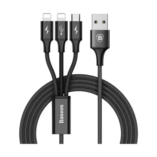 Baseus Rapid Series 3-in-1 Micro+Dual Lightning 3A Cable 1.2 Meter Baseus Rapid Series 3-in-1 Micro+Dual Lightning 3A Cable 1.2 Meter