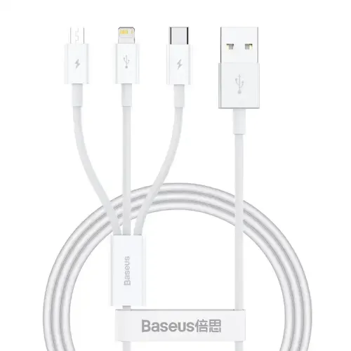 Baseus Superior Series 1 Meter 3 in 1 USB to MicroUSB + Lightning + Type-C Fast Charging Cable Baseus Superior Series 1 Meter 3 in 1 USB to MicroUSB + Lightning + Type-C Fast Charging Cable