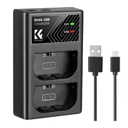 K&F Concept LP-E6NH Dual Slot Battery Charger with Type-C Cable K&F Concept LP-E6NH Dual Slot Battery Charger with Type-C Cable