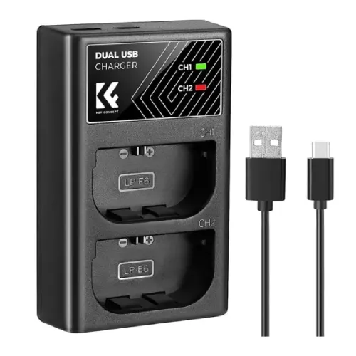 K&F Concept LP-E6NH Dual Slot Battery Charger with Type-C Cable K&F Concept LP-E6NH Dual Slot Battery Charger with Type-C Cable