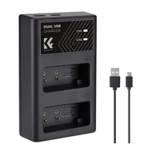 K&F Concept LP-E17 Dual Slot Battery Charger with Type-C Cable K&F Concept LP-E17 Dual Slot Battery Charger with Type-C Cable