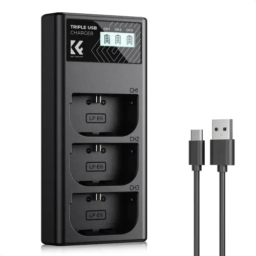 K&F Concept LP-E6NH 3-Slot Camera Battery Charger With Display K&F Concept LP-E6NH 3-Slot Camera Battery Charger With Display