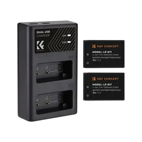 K&F Concept LP-E17 Battery and Dual Slot Battery Charger Kit K&F Concept LP-E17 Battery and Dual Slot Battery Charger Kit