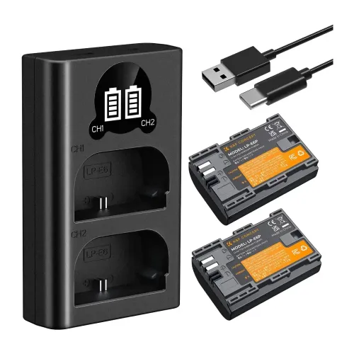 K&F Concept LP-E6P 2400mAh Camera Battery and Dual Slot Charger Kit K&F Concept LP-E6P 2400mAh Camera Battery and Dual Slot Charger Kit