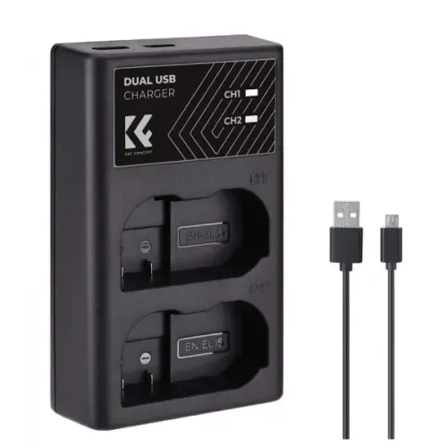 K&F Concept EN-EL15 Dual Slot Battery Charger with Type-C Cable K&F Concept EN-EL15 Dual Slot Battery Charger with Type-C Cable