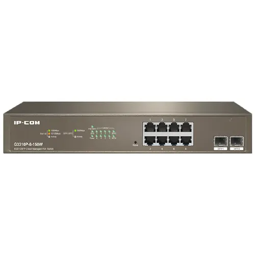 IP-COM G3310P-8-150W 8GE+2SFP Cloud Managed PoE Switch IP-COM G3310P-8-150W 8GE+2SFP Cloud Managed PoE Switch