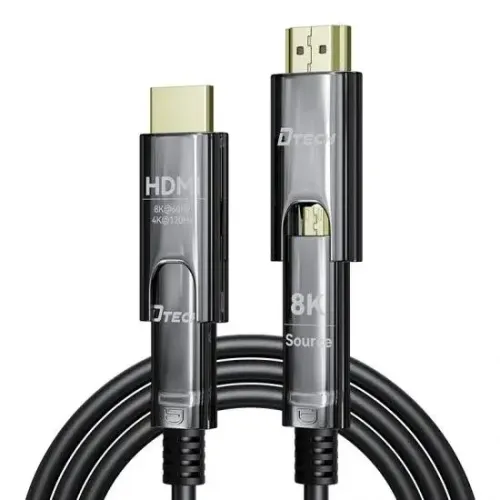 Dtech DT-HF3015 15 Meter Type-D to Type-A Dual Connector Fiber Optic HDMI Cable Dtech DT-HF3015 15 Meter Type-D to Type-A Dual Connector Fiber Optic HDMI Cable