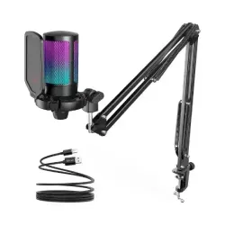 FIFINE AmpliGame A6T RGB USB Condenser Microphone With Boom Arm FIFINE AmpliGame A6T RGB USB Condenser Microphone With Boom Arm
