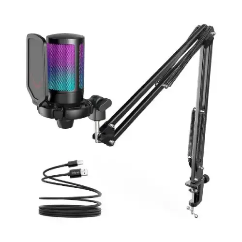 FIFINE AmpliGame A6T RGB USB Condenser Microphone With Boom Arm FIFINE AmpliGame A6T RGB USB Condenser Microphone With Boom Arm