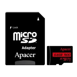 Apacer R100 MicroSDXC UHS-I U1 V10 A1 64GB Class-10 Memory Card with Adapter Apacer R100 MicroSDXC UHS-I U1 V10 A1 64GB Class-10 Memory Card with Adapter