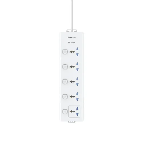 Huntkey DMC502 3 Meter 5 Port 2 Pin Power Strip with Individual Switch